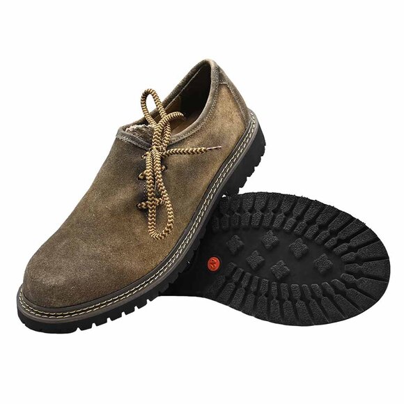 Men’s Brown Bavarian Suede Shoes Oktoberfest Outfit Traditional German Footwear - Picture 4 of 8